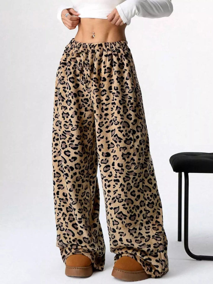 Drawstring wide-leg pull-on lounge pants