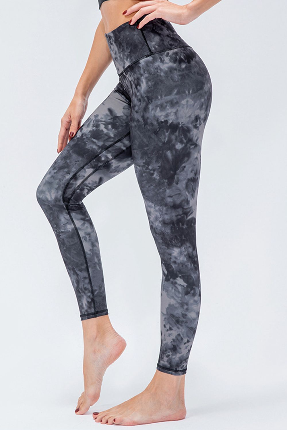 Wide waistband high-rise full-length active leggings