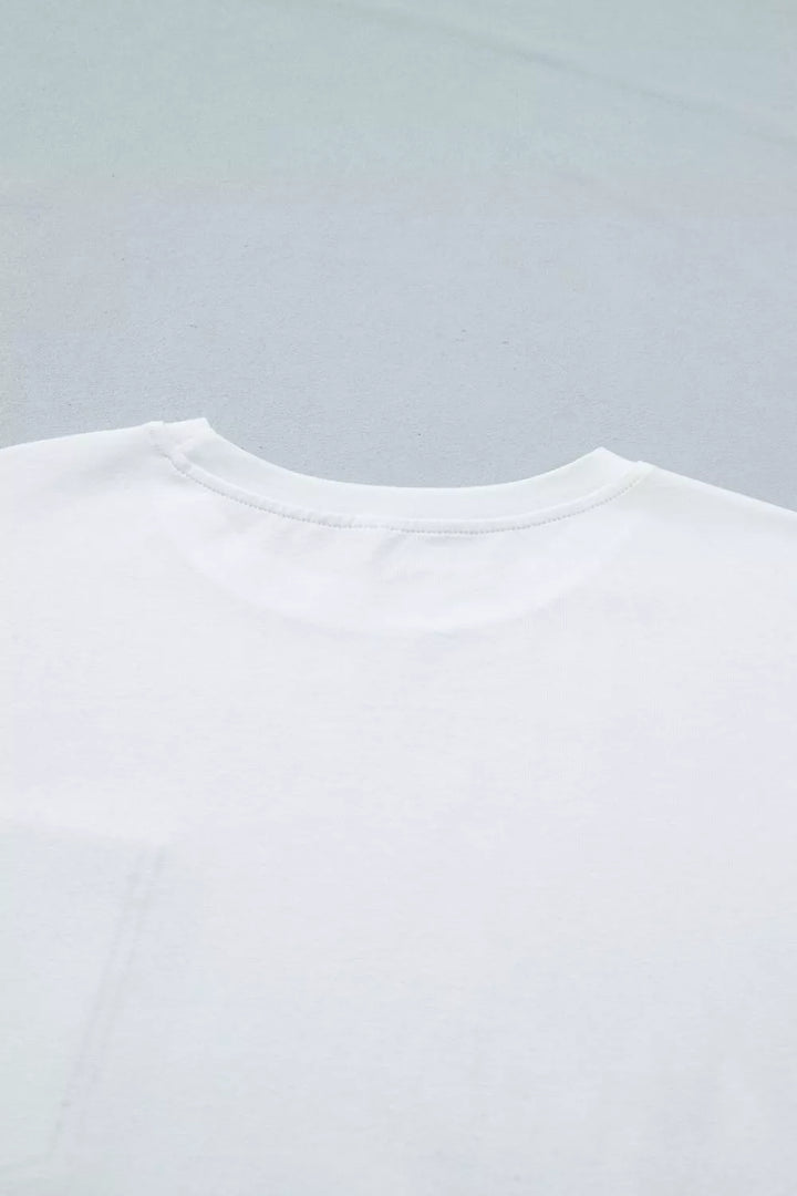 Denim chest pocket relaxed cotton crew neck tee