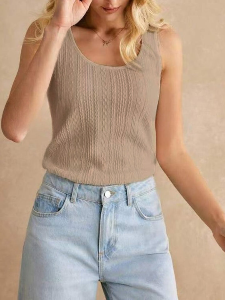 Cable knit scoop neck tank top