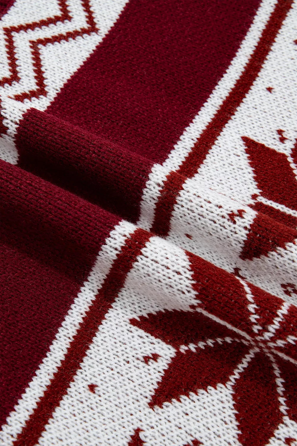 Snowflake Fair Isle zip-up knit cardigan with mock neck