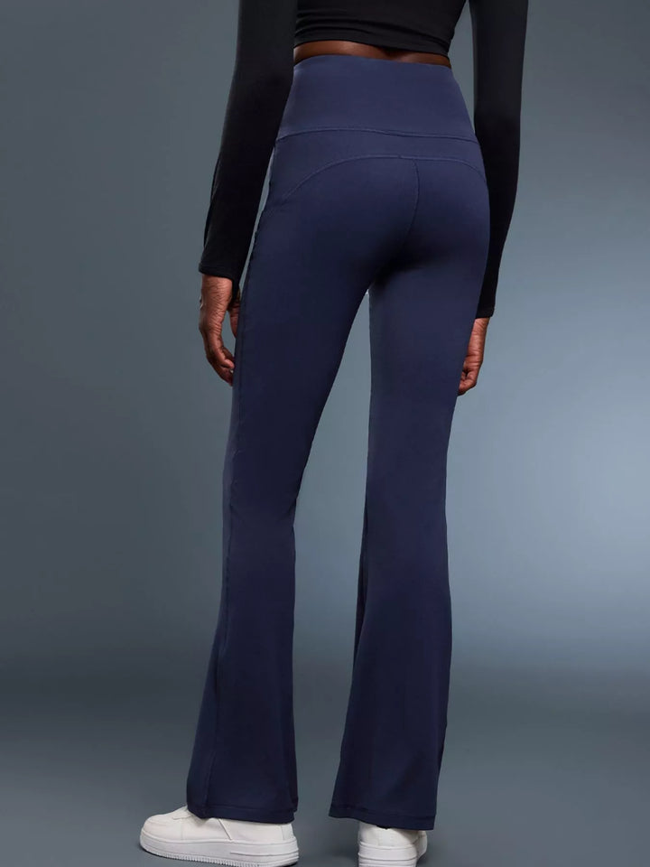 High-rise flare yoga pants with wide waistband