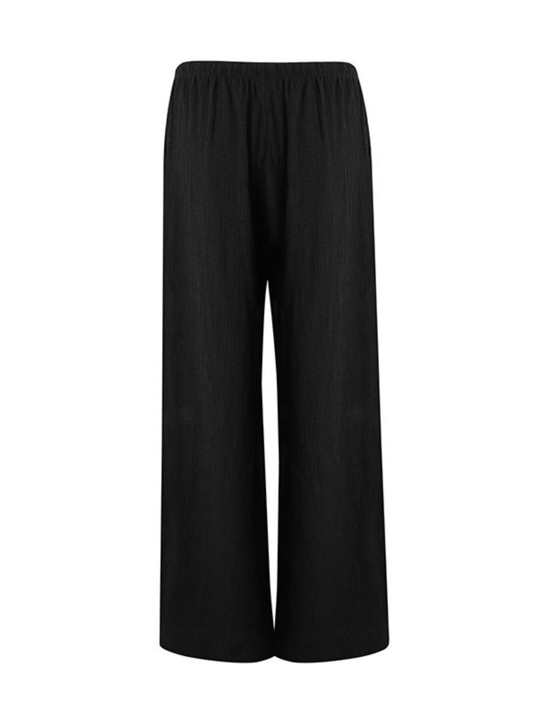 Crinkle textured wide leg pants with drawstring waist