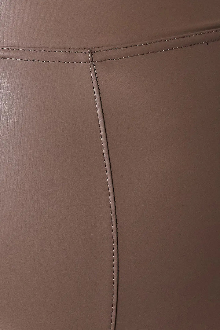 Faux leather high-waist skinny pants with pull-on waistband