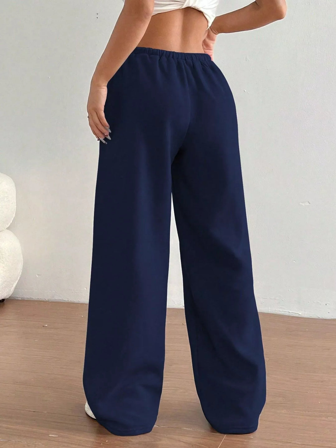 High-waist wide-leg drawstring sweatpants