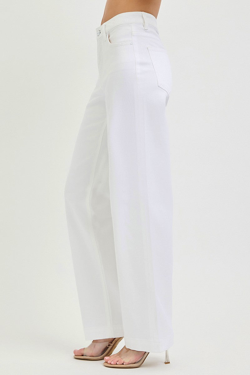 High-rise wide-leg pants with five-pocket detailing