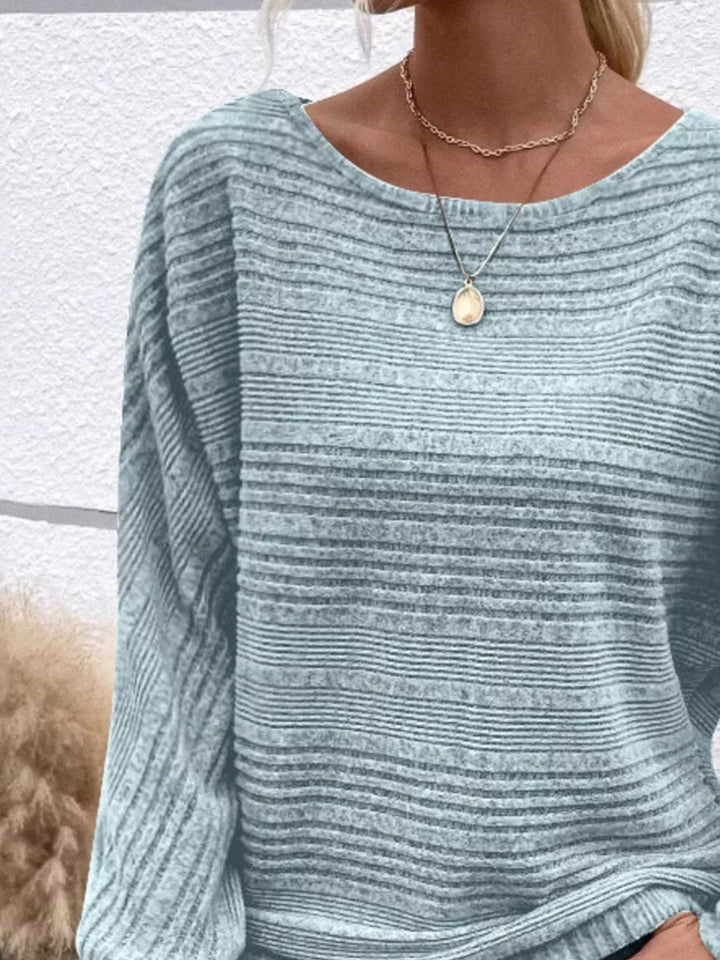 Ribbed knit long sleeve top with dolman sleeves