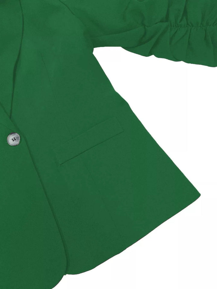 Ruched sleeve notched lapel one-button blazer