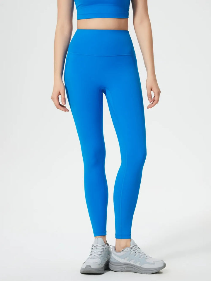 Blue Wide waistband high-rise active leggings