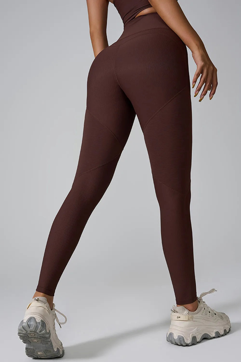 Ribbed high-waist crossover seamless leggings