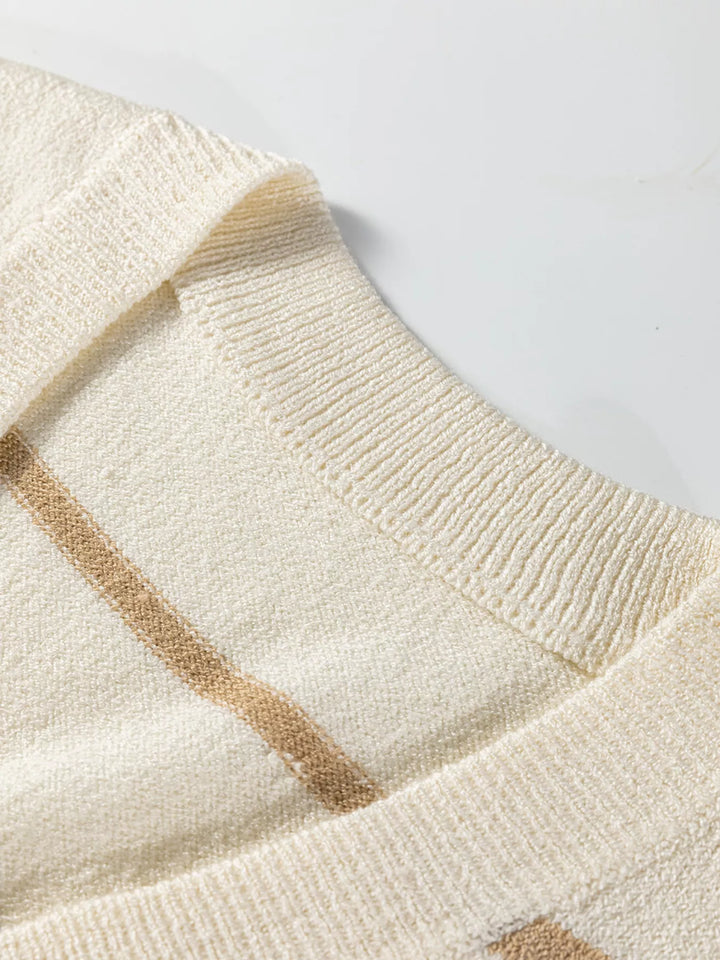 Striped V-neck button-front knit sweater vest