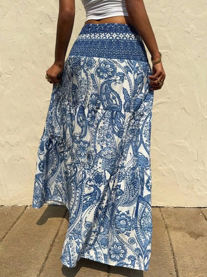 Boho paisley print high-waist maxi skirt