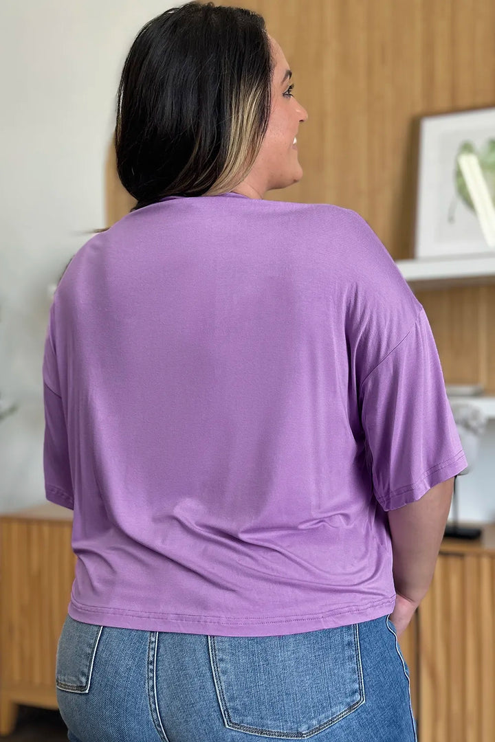 Boxy drop-shoulder round neck bamboo tee