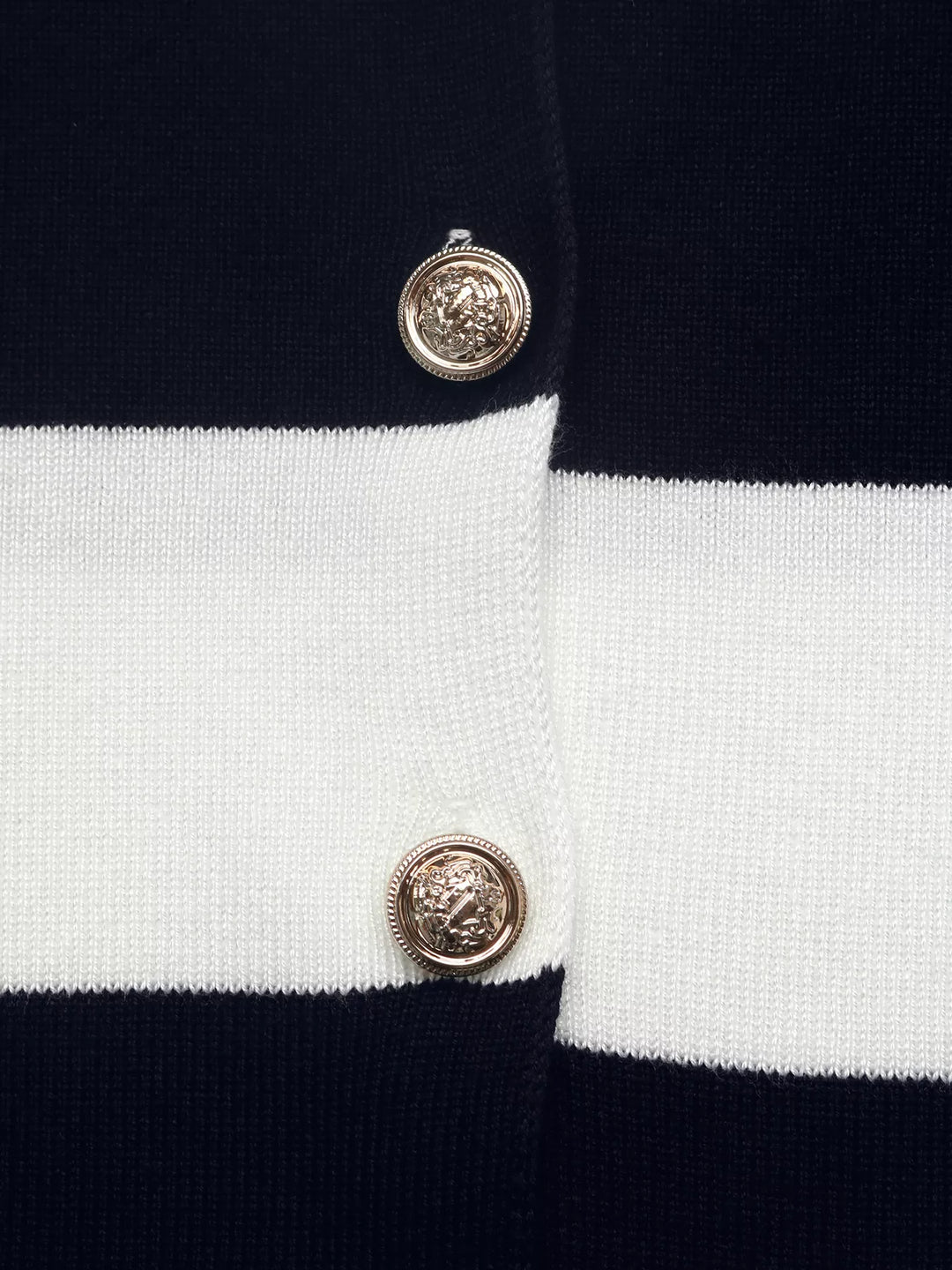 Wide stripe knit cardigan with gold crest buttons