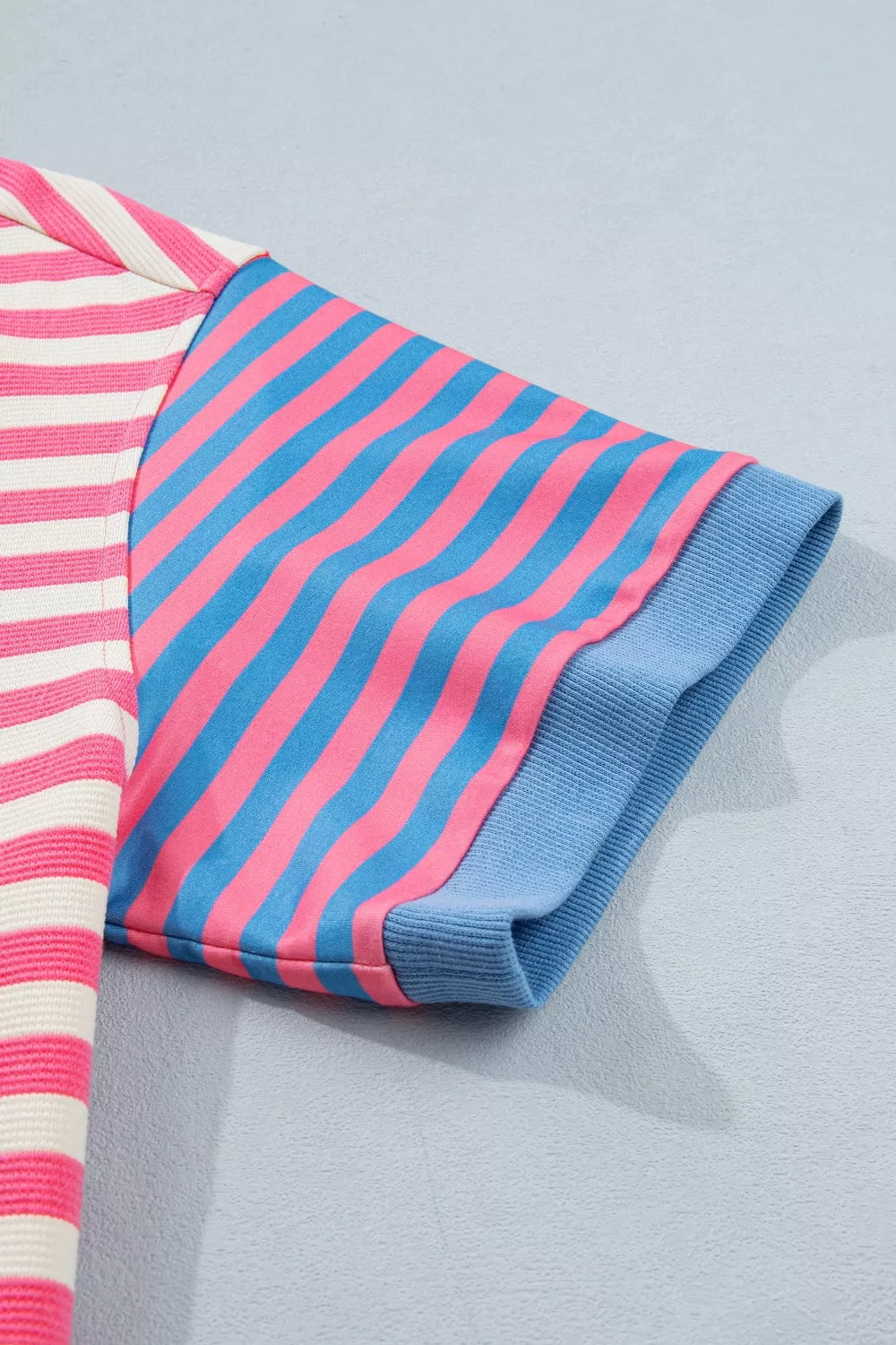 Striped colorblock short sleeve crew neck tee
