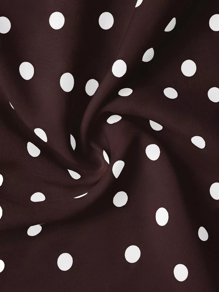Polka dot square neck peplum cami with tie back