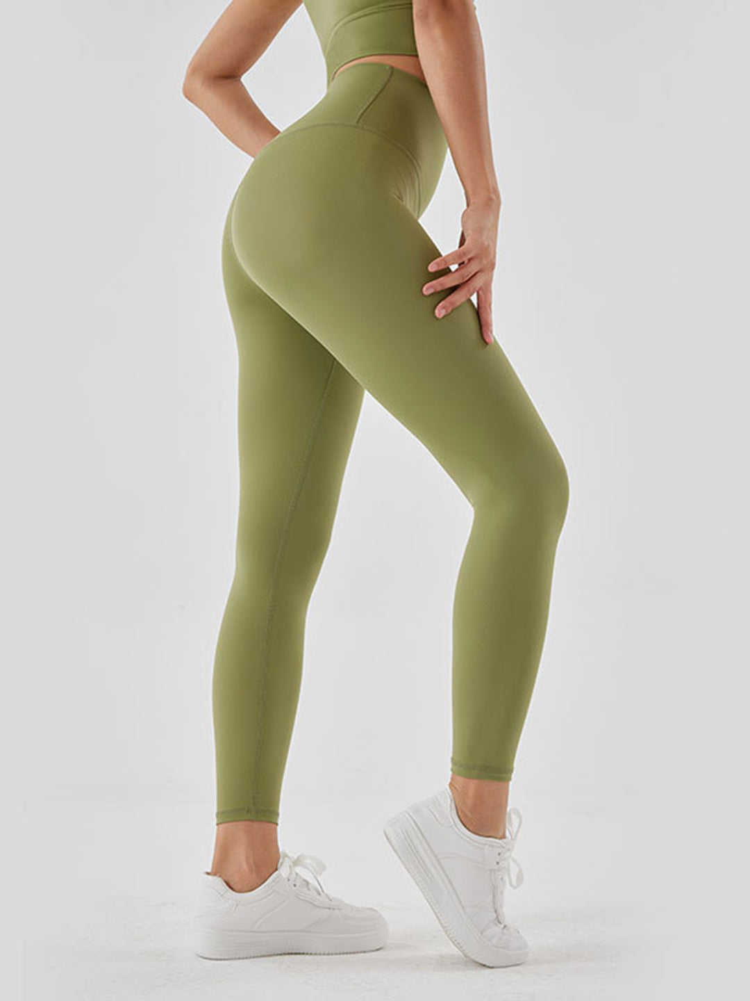 Matcha Green Wide waistband high-rise workout leggings