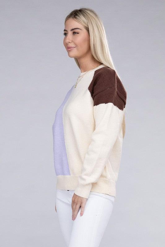 Color Block Pullover Sweater - Azoroh