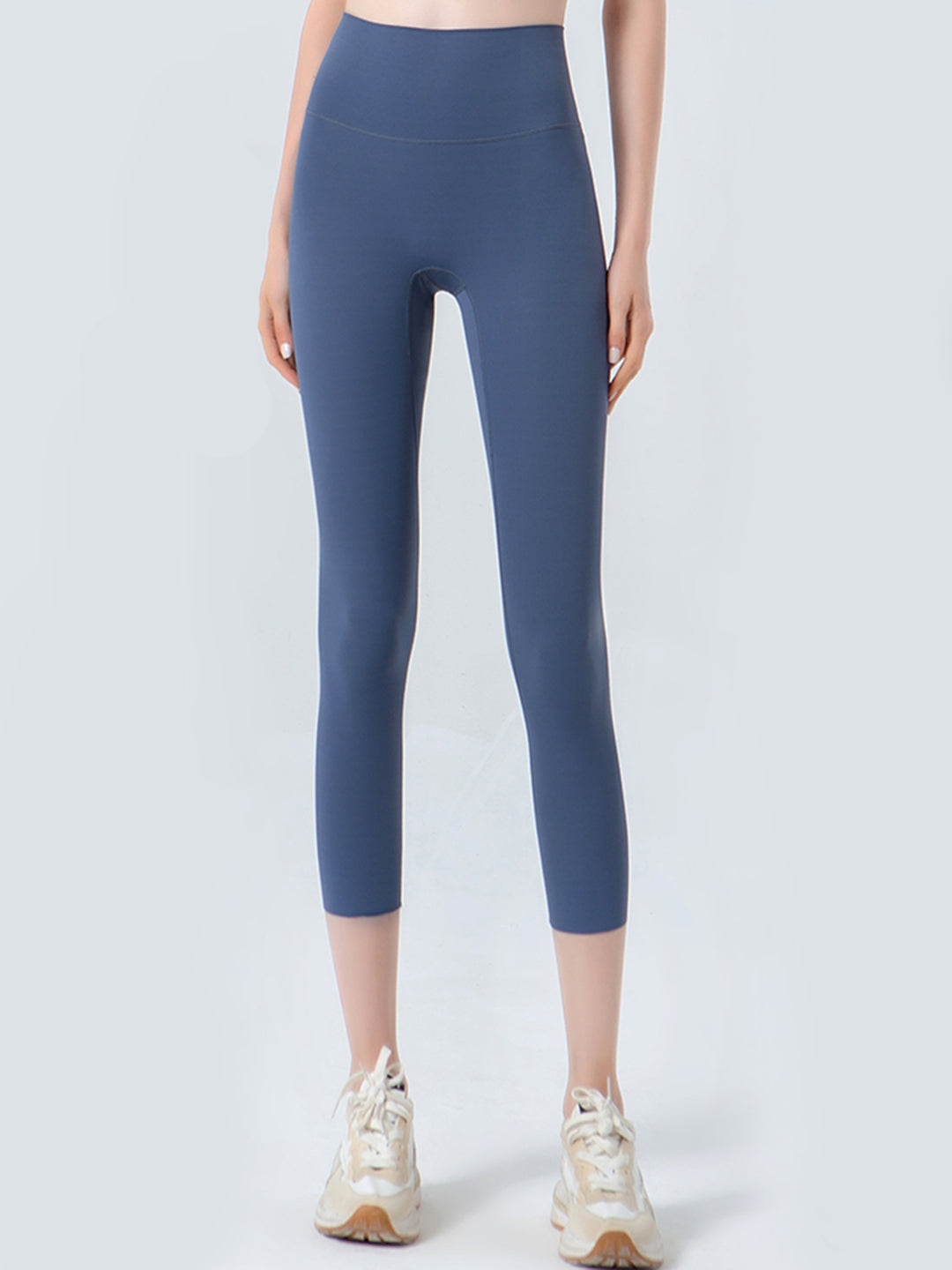 Dusty  Blue Wide waistband high-rise cropped workout leggings