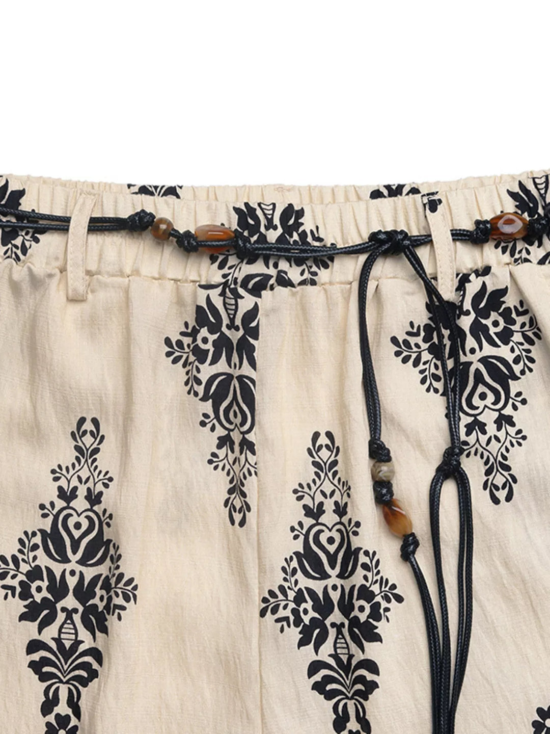Boho medallion print wide-leg drawstring pants