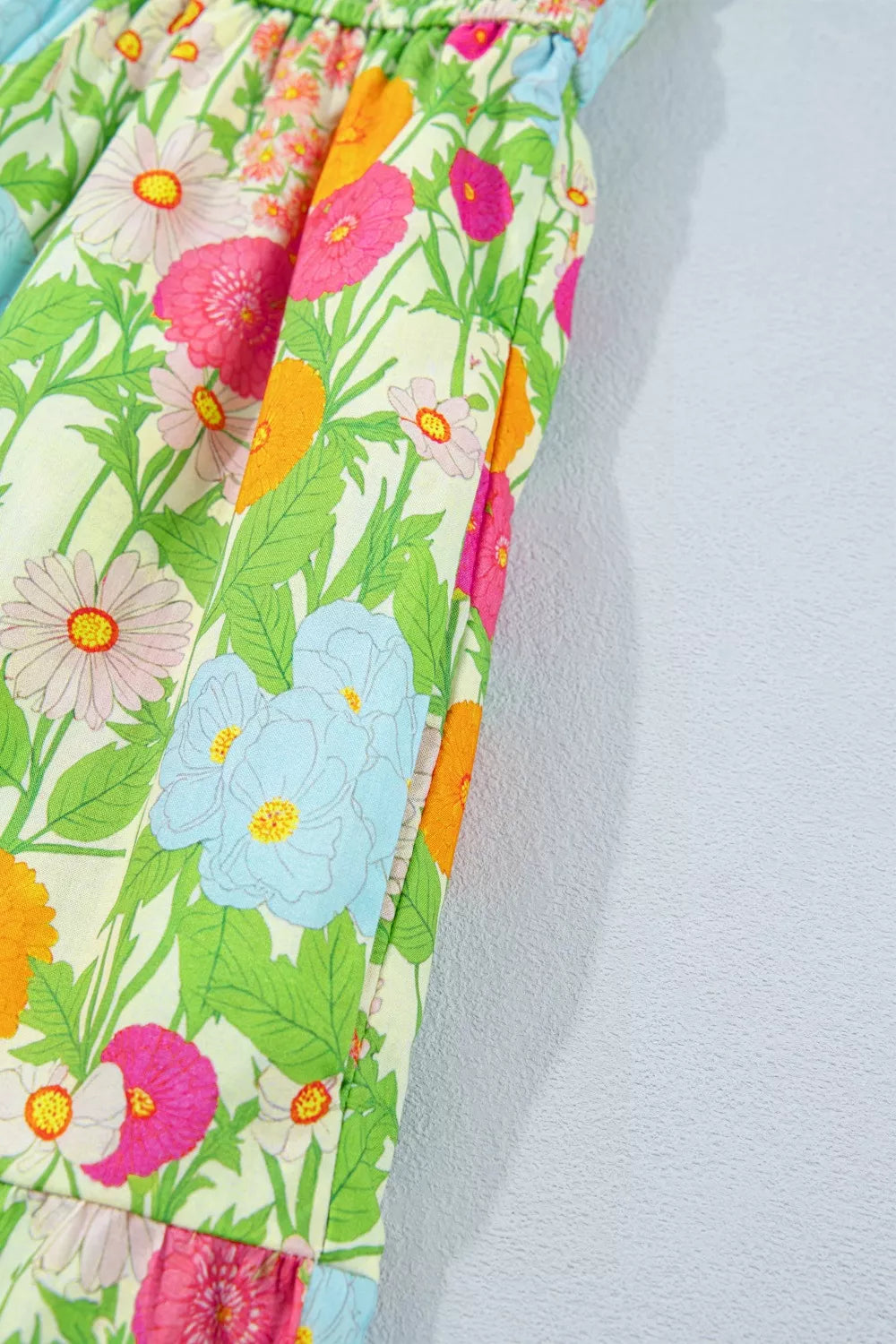 Tiered floral cotton maxi dress with puff sleeves