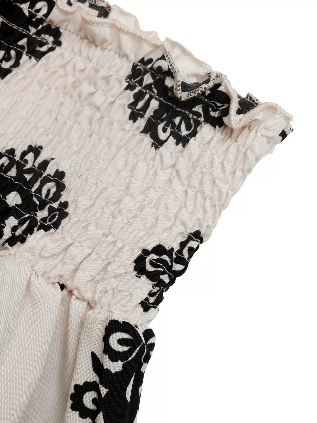 Smocked high-rise shorts with medallion print and tie waist