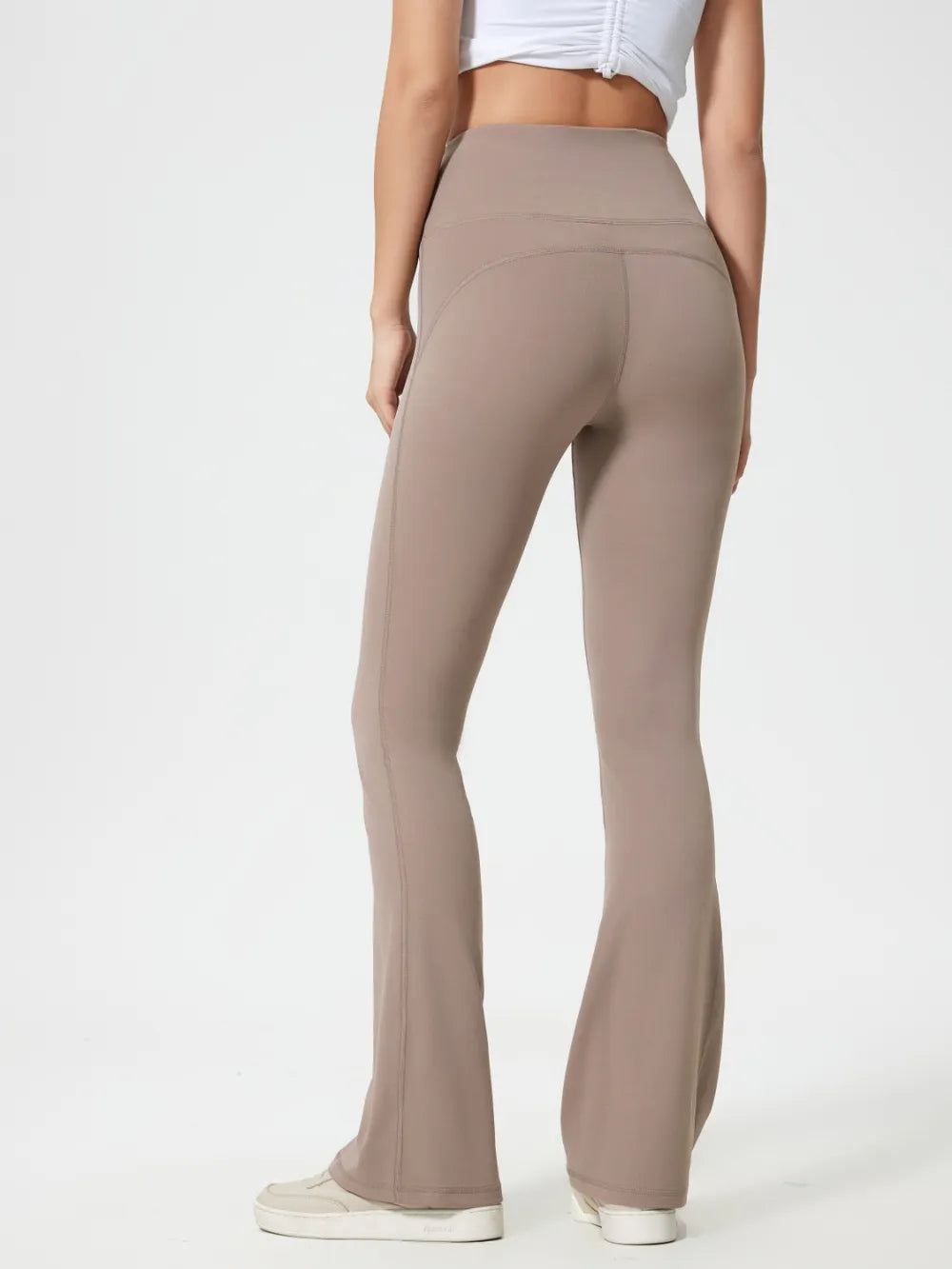 High-waist flare yoga leggings with wide waistband