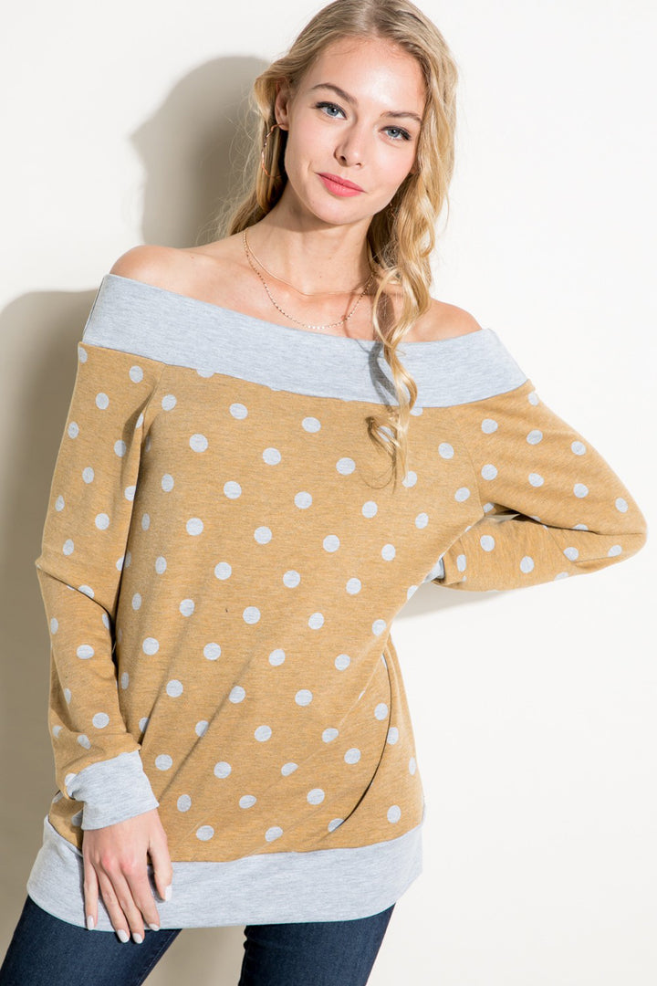 POLKA DOT OFF SHOULDER TOP
