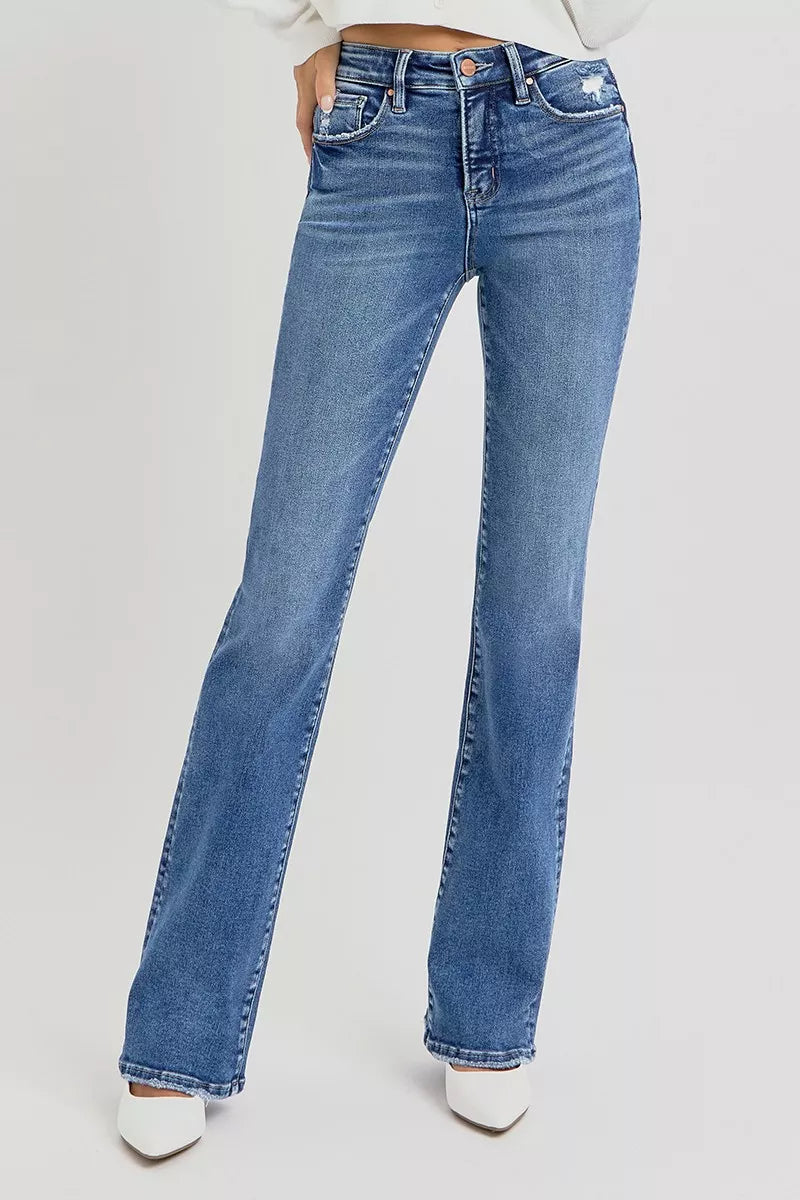 Tummy control high-rise straight leg jeans