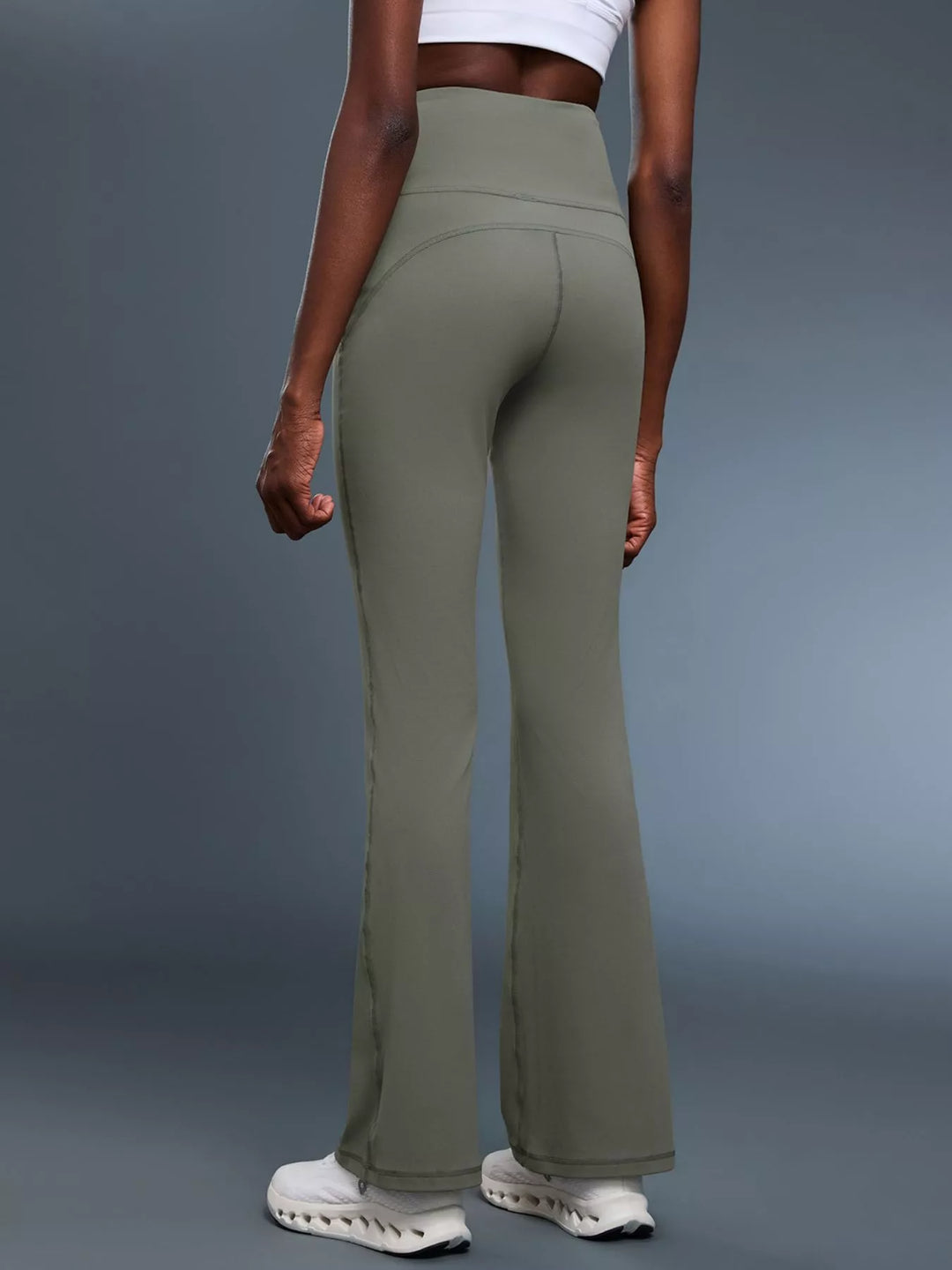 High-rise flare yoga pants with wide waistband