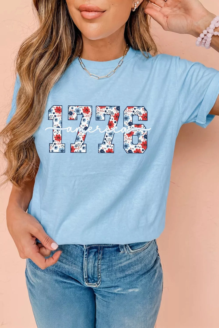 1776 America floral graphic relaxed tee