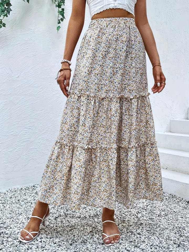 Dust Storm Tiered ruffle maxi skirt with all-over floral print