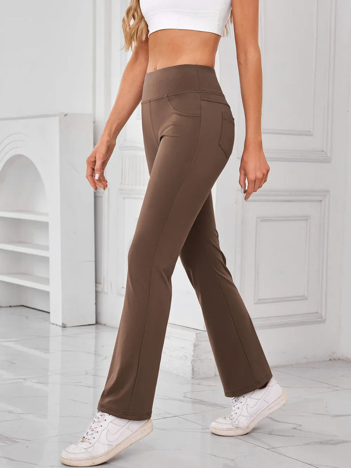 High-waist flare active pants with side pockets