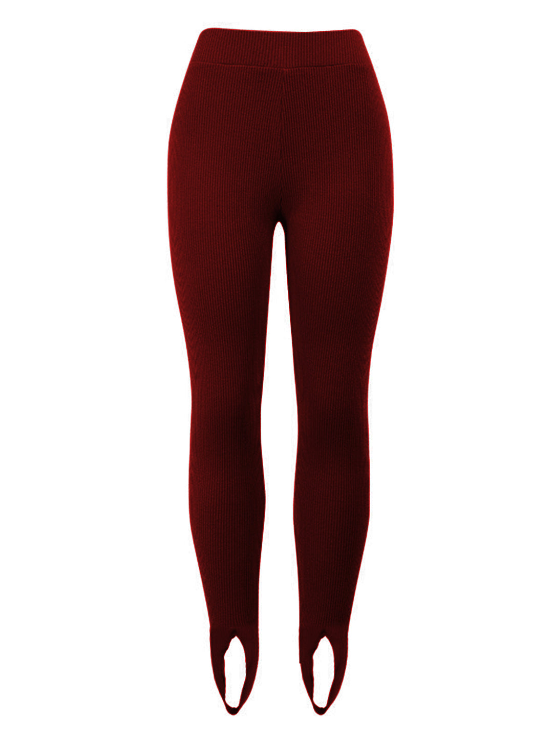 Ribbed knit mid-rise leggings with split hem