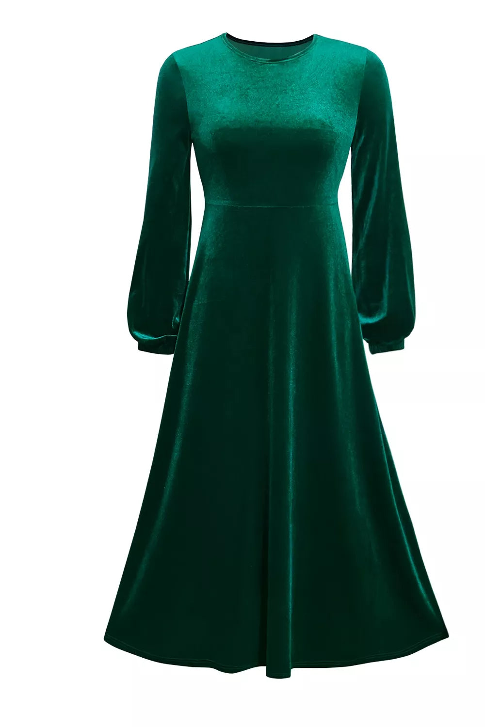 Velvet balloon sleeve mock neck maxi dress