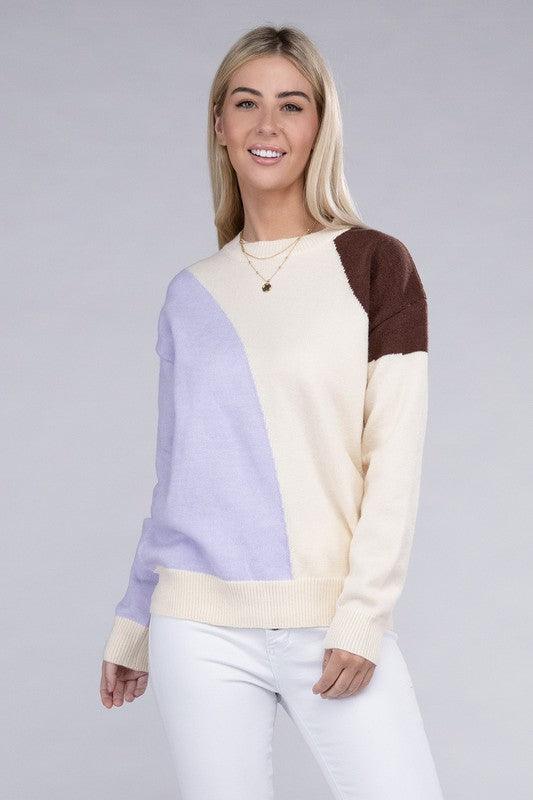 Color Block Pullover Sweater - Azoroh