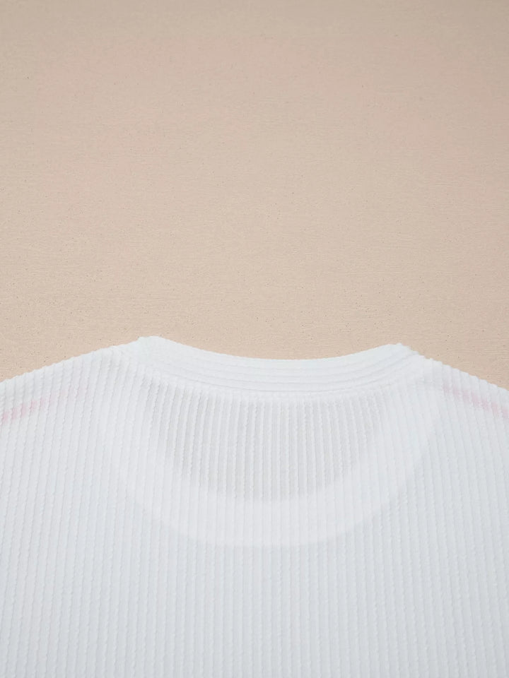 USA graphic ribbed short-sleeve top with contrast stitching