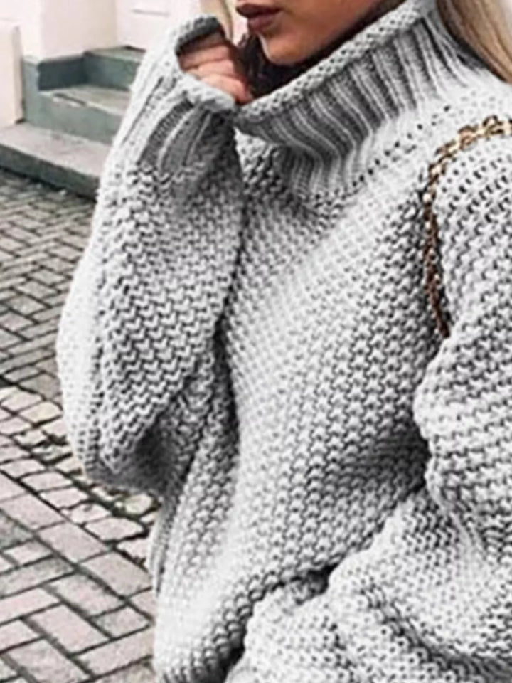 Oversized chunky knit turtleneck sweater