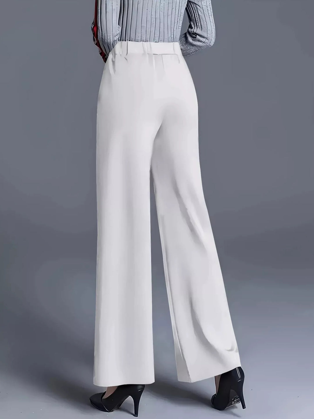 Wide leg high-rise trousers with front seam detail