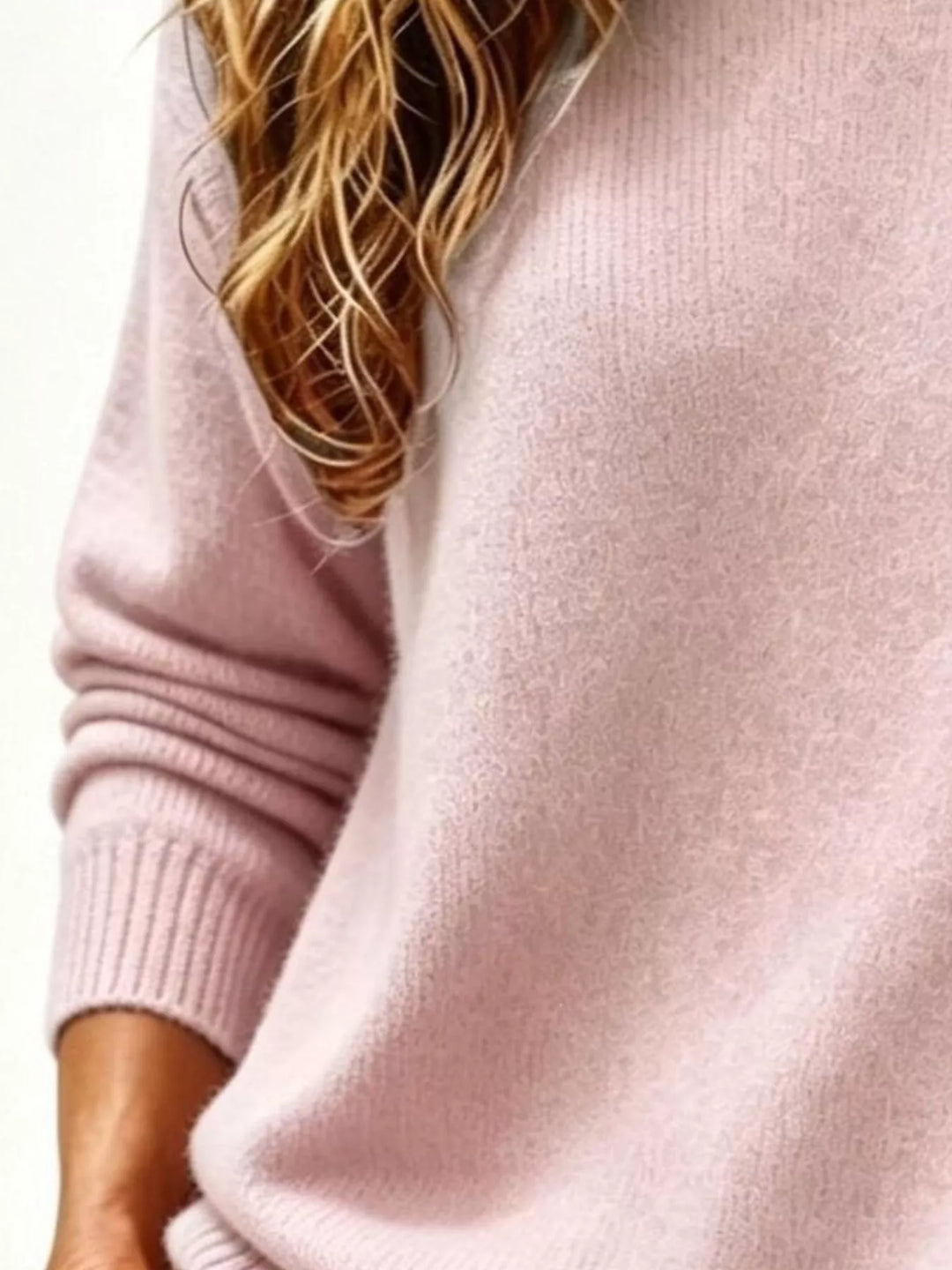 Soft brushed knit sweater with ribbed cuffs and drop shoulders