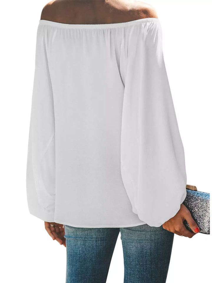 Off-shoulder balloon sleeve blouse