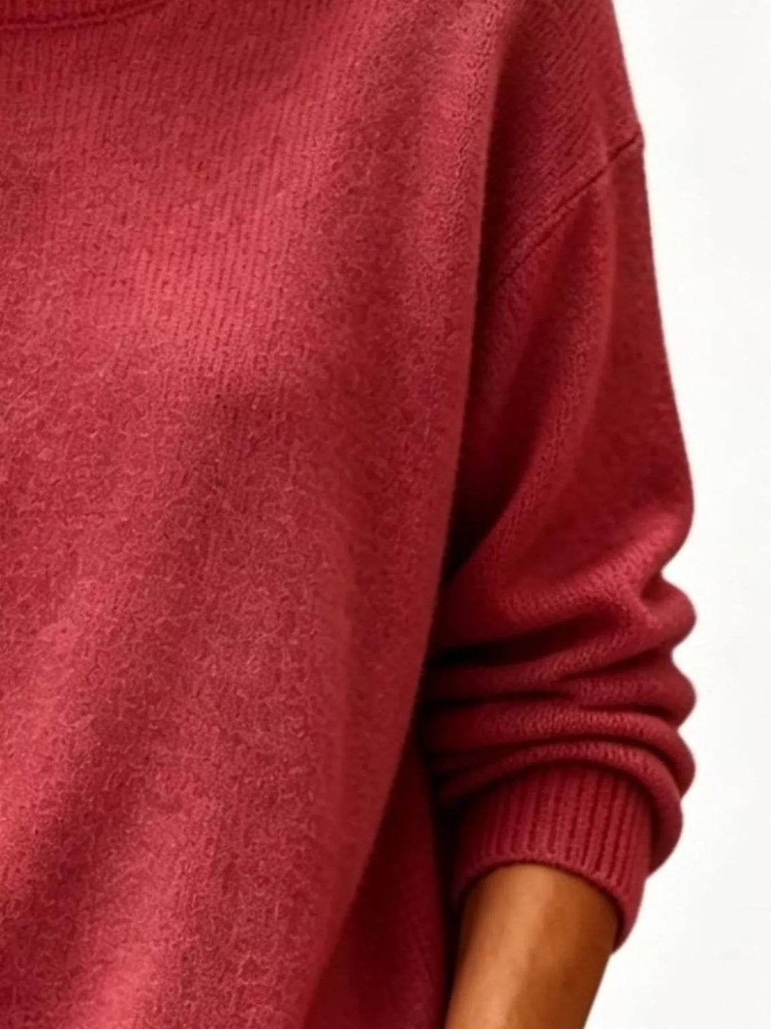 Soft brushed knit sweater with ribbed cuffs and drop shoulders