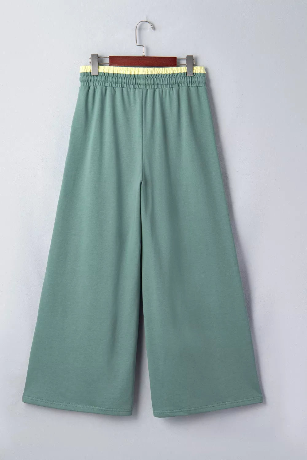 Floral appliqué wide-leg drawstring pants
