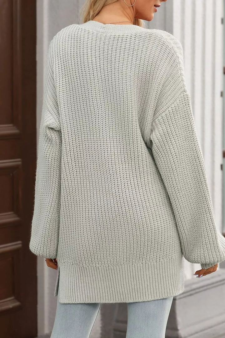 Chunky ribbed knit button-down cardigan