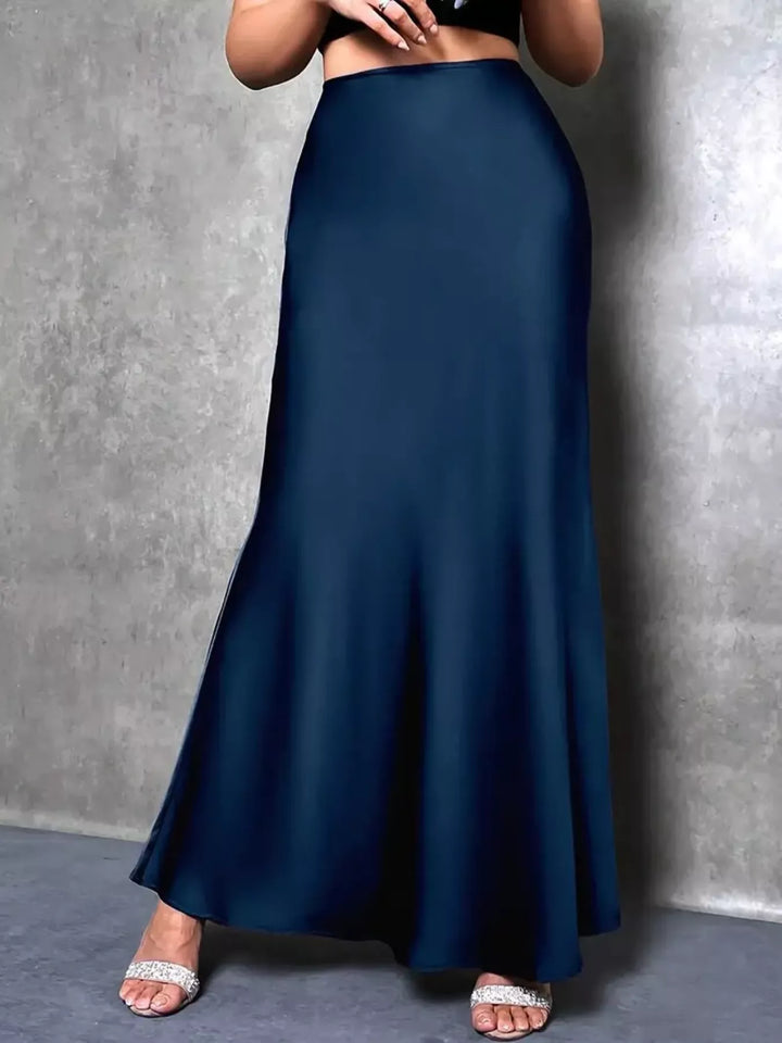 High-waist satin maxi skirt with side slit