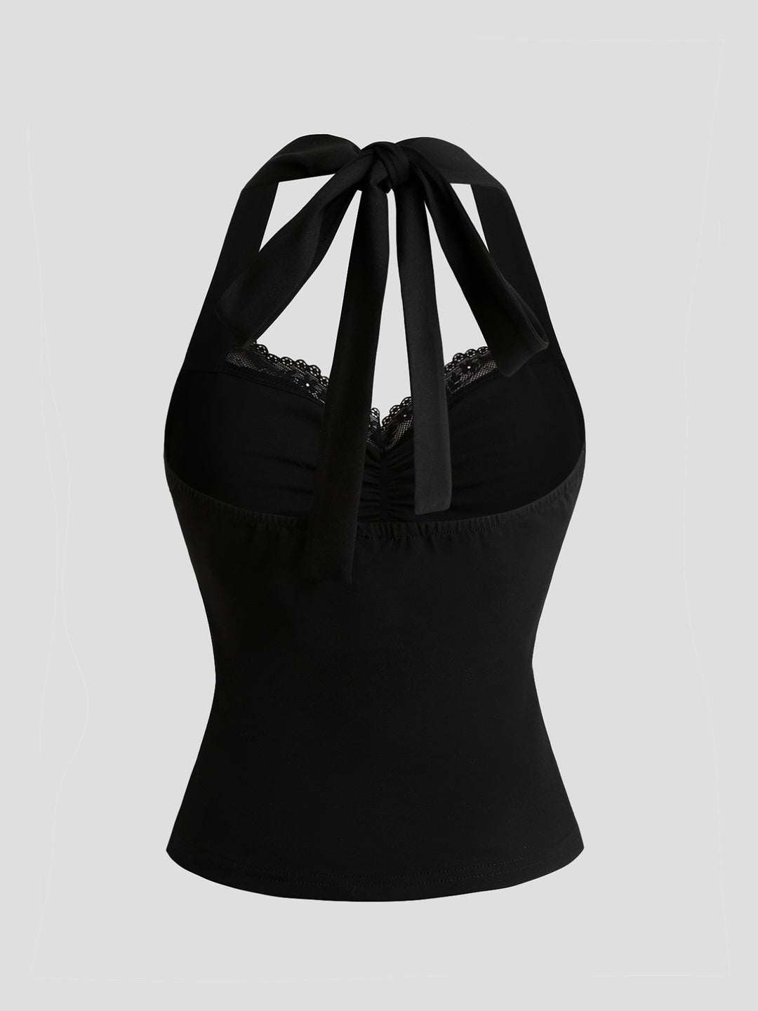 Lace-trim halter cami with sheer side panels