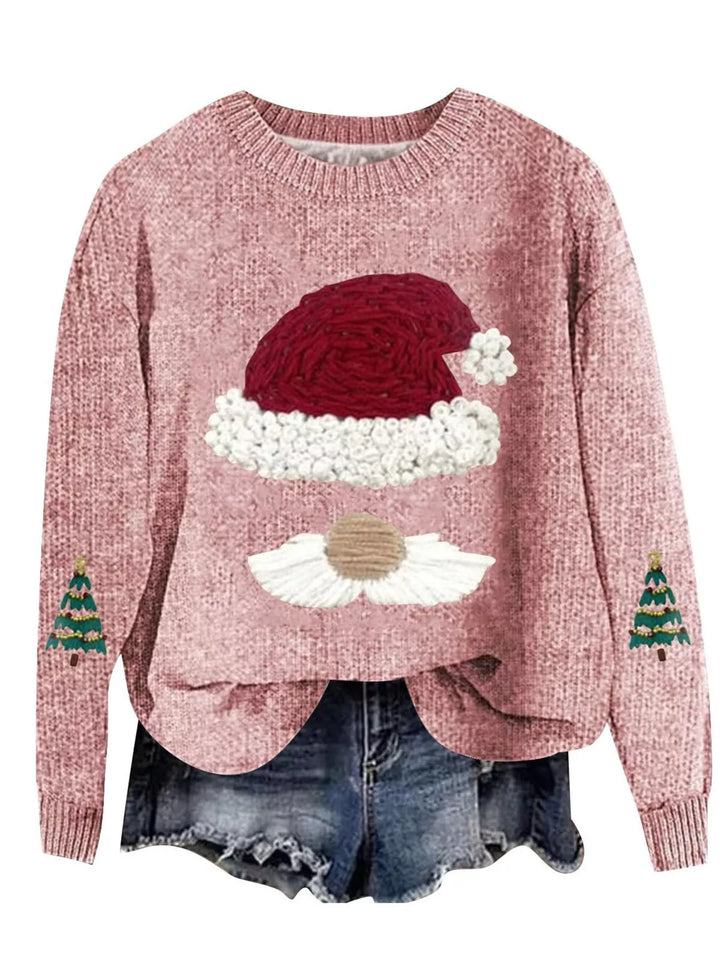 Pink Santa graphic dropped shoulder crew neck sweater