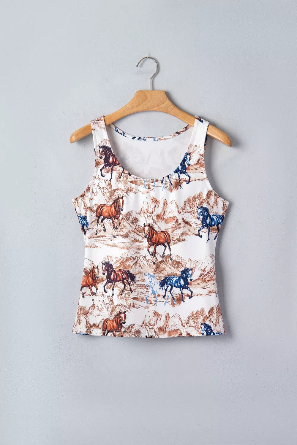Running horse graphic western slim tank top