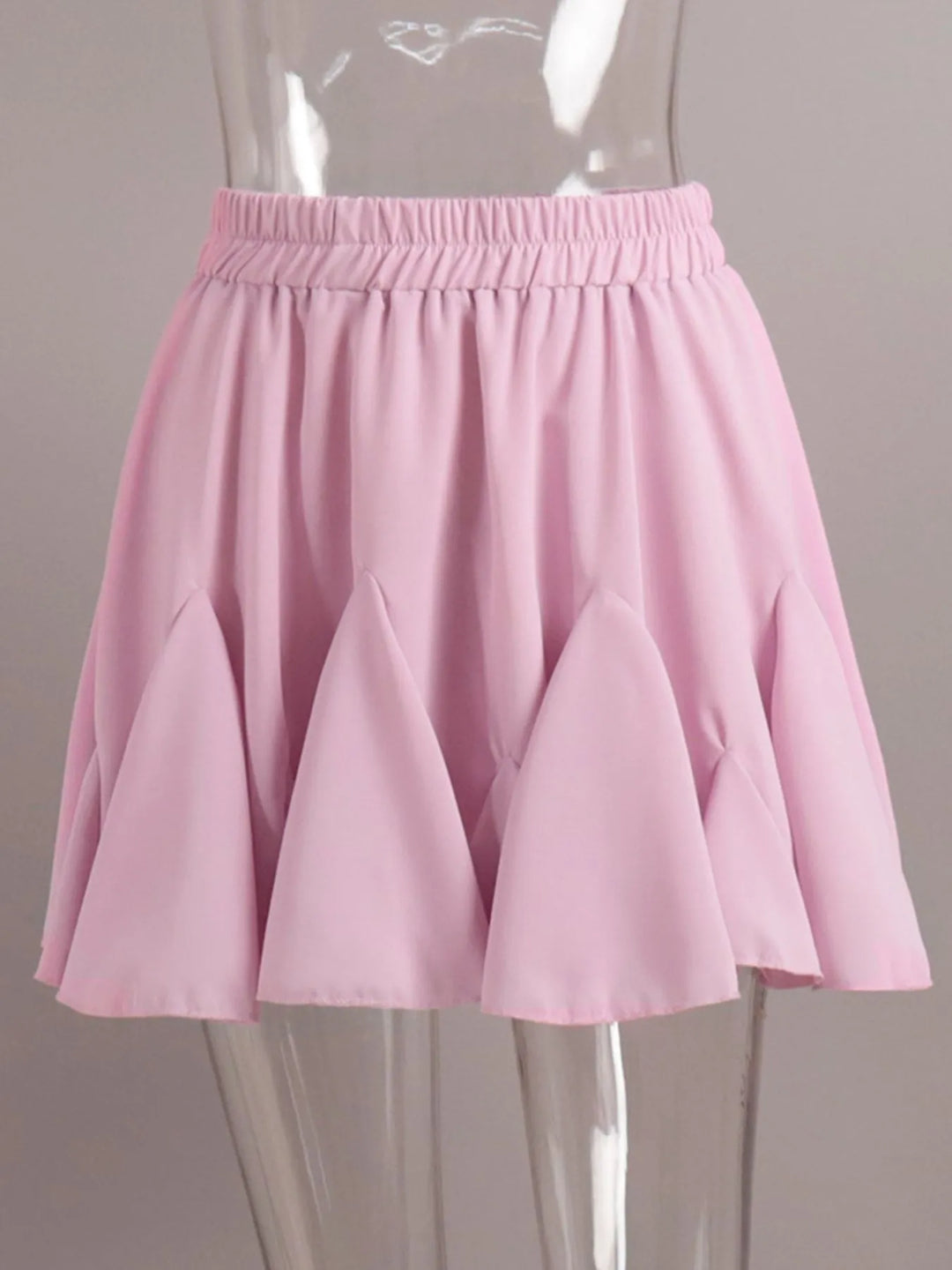 Ruffled hem flare mini skirt with elastic waist