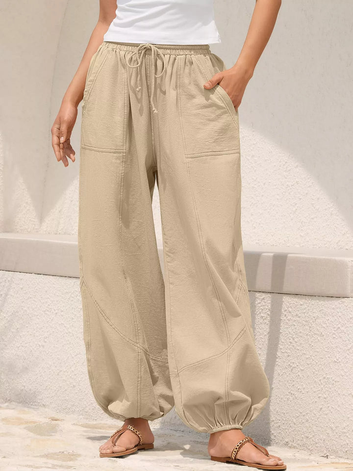 Apricot Drawstring waist wide-leg harem joggers with side pockets